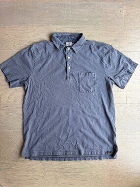 Faherty Brand Men's Blue Polo Shirt Dyed Cotton, Pocket, Size: Large